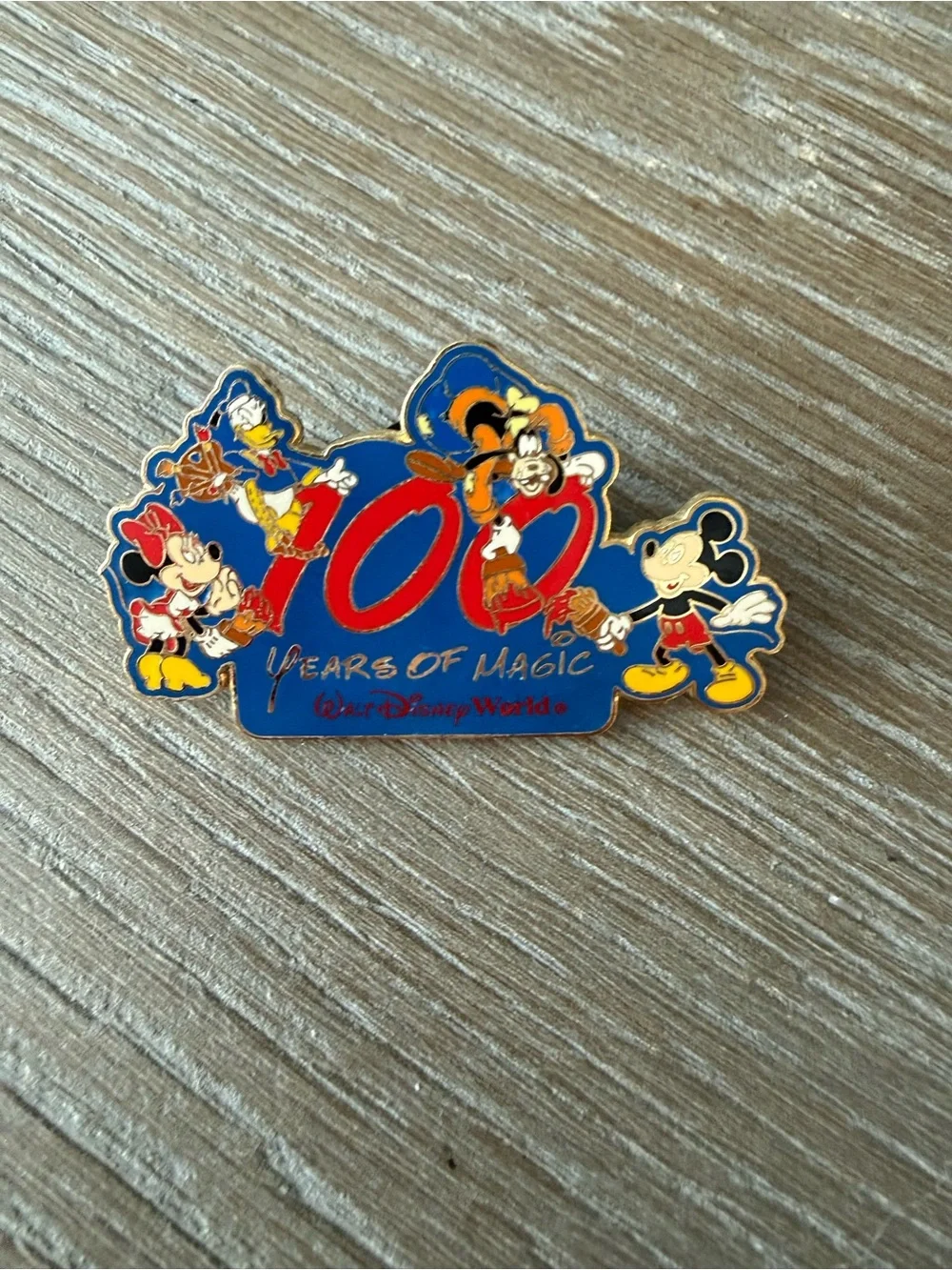Disney Blue Red Yellow 100 Years of Magic Enamel Brooch